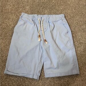 AMAZON trendy cuffed island shorts. Light blue with ties, Size small